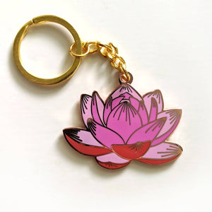 Lotus Enamel Keychain