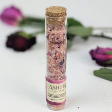 Load image into Gallery viewer, Love Note Bath Soak Test Tube Himalayan Pink Salt Rose Petal
